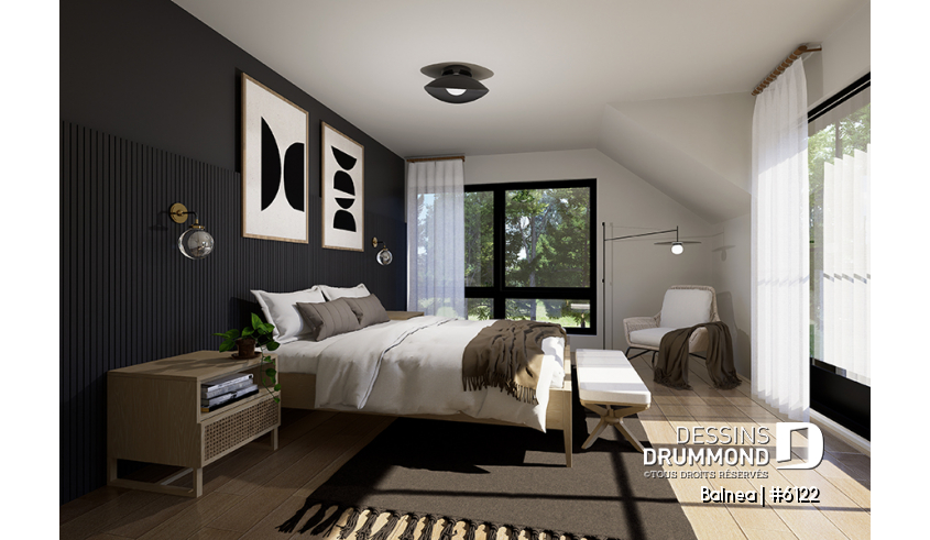 Photo Chambre du plan de maison unifamiliale 6122 Photo Chambre - Balnea