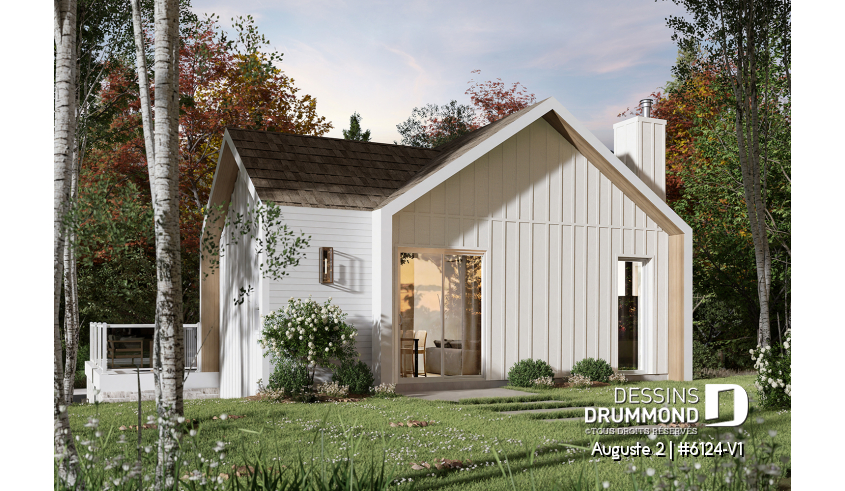 Vue arrière - MODÈLE DE BASE du plan de maison unifamiliale 6124-V1 Vue arrière - MODÈLE DE BASE - Auguste 2