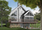 Vue arrière - MODÈLE DE BASE - Plan de chalet style rustic, 4 chambres, 2 salles familiales, foyer, loft à la mezzanine, abri moustiquaire - Kaspard