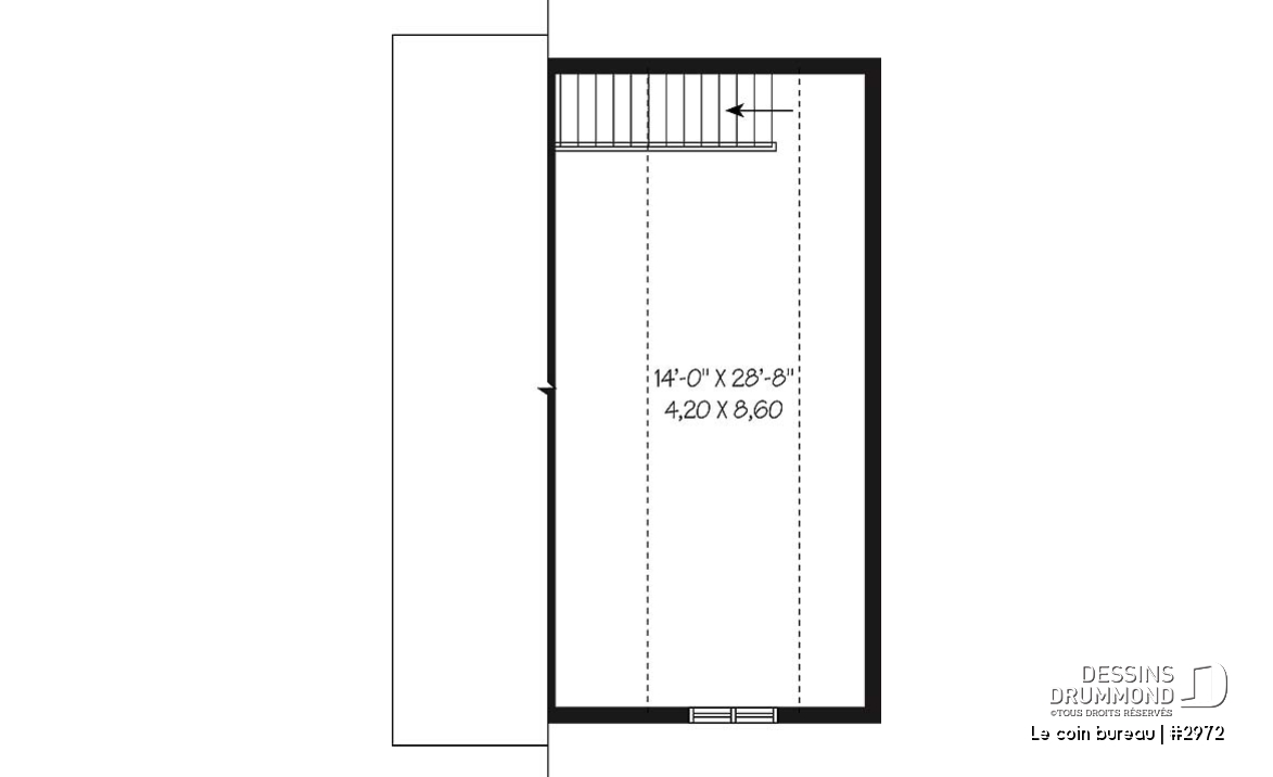 Étage - Plan de garage détaché avec possibilité d'un bureau à l'étage, et établi au rez-de-chaussée - Le coin bureau