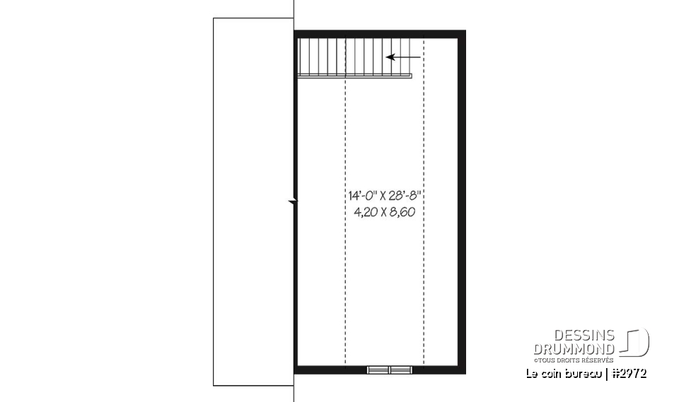 Étage - Plan de garage détaché avec possibilité d'un bureau à l'étage, et établi au rez-de-chaussée - Le coin bureau