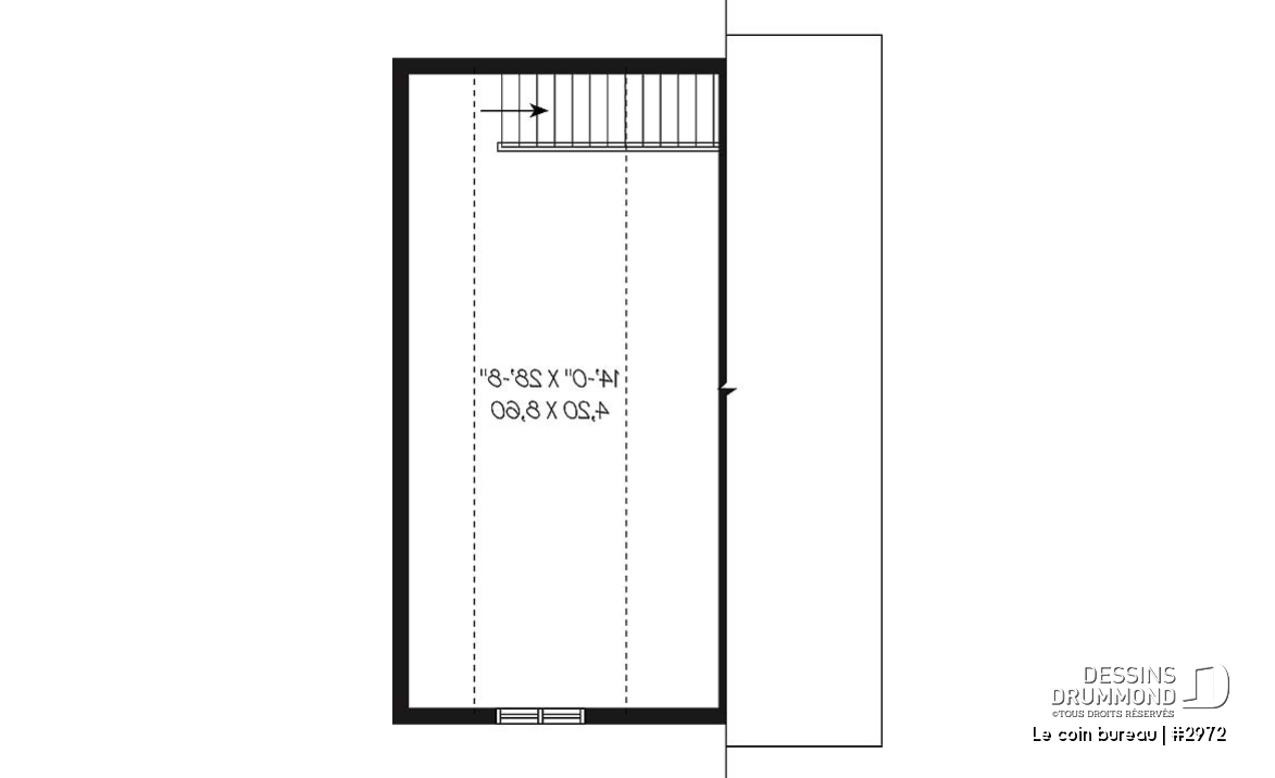 Étage - Plan de garage détaché avec possibilité d'un bureau à l'étage, et établi au rez-de-chaussée - Le coin bureau