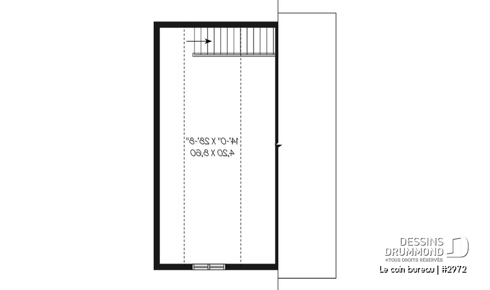 Étage - Plan de garage détaché avec possibilité d'un bureau à l'étage, et établi au rez-de-chaussée - Le coin bureau