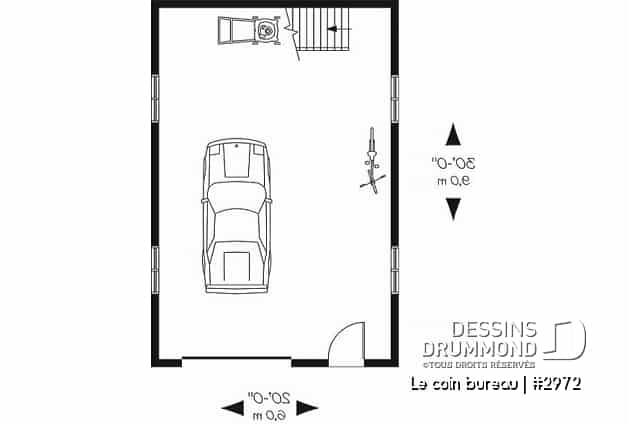 Rez-de-chaussée - Plan de garage détaché avec possibilité d'un bureau à l'étage, et établi au rez-de-chaussée - Le coin bureau