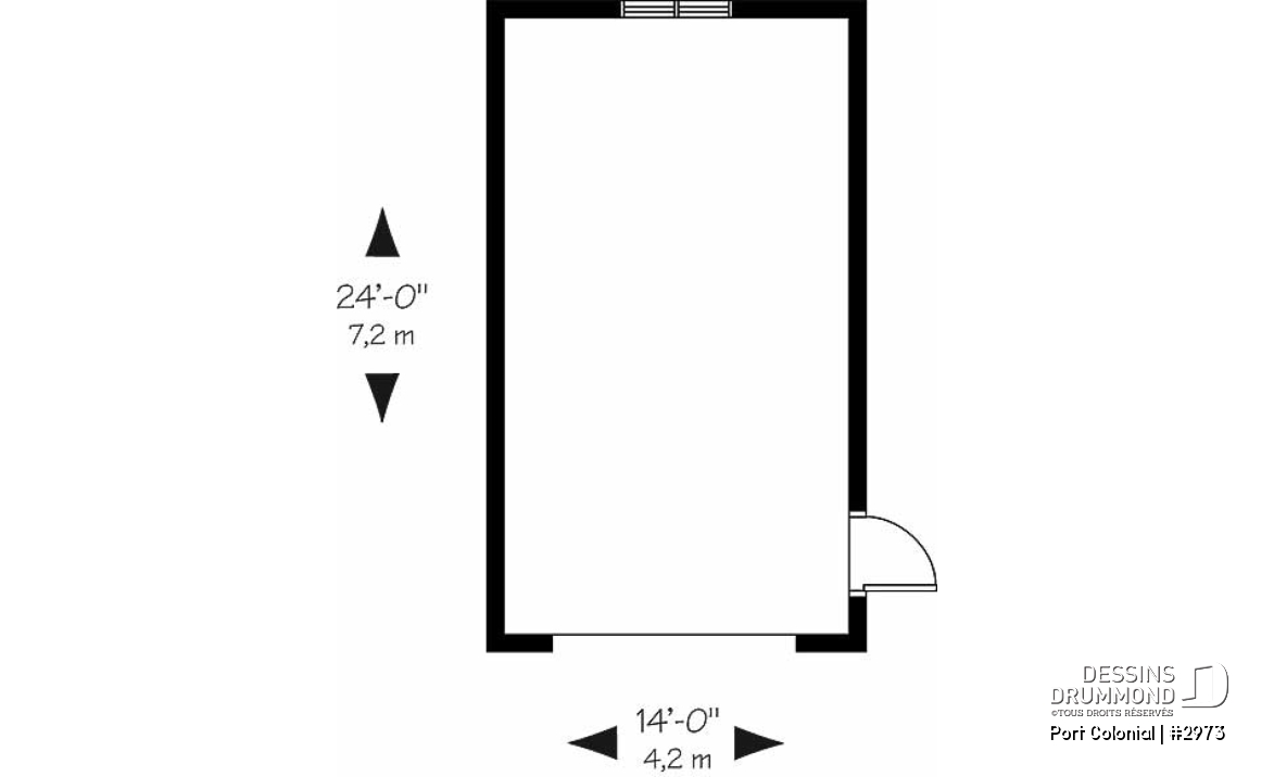 Rez-de-chaussée - Plan de garage simple détaché de style Américain, pouvant s'harmoniser avec plusieurs styles de maison - Port Colonial