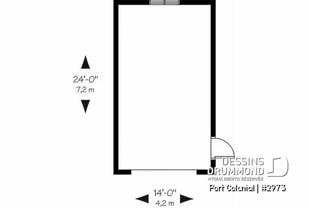 Rez-de-chaussée - Plan de garage simple détaché de style Américain - Port Colonial