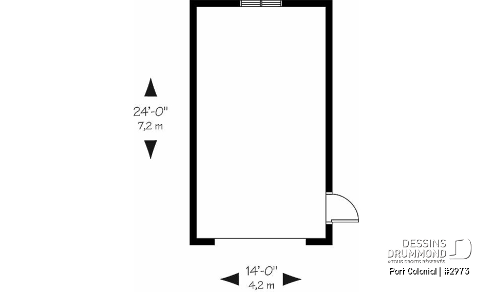 Rez-de-chaussée - Plan de garage simple détaché de style Américain, pouvant s'harmoniser avec plusieurs styles de maison - Port Colonial