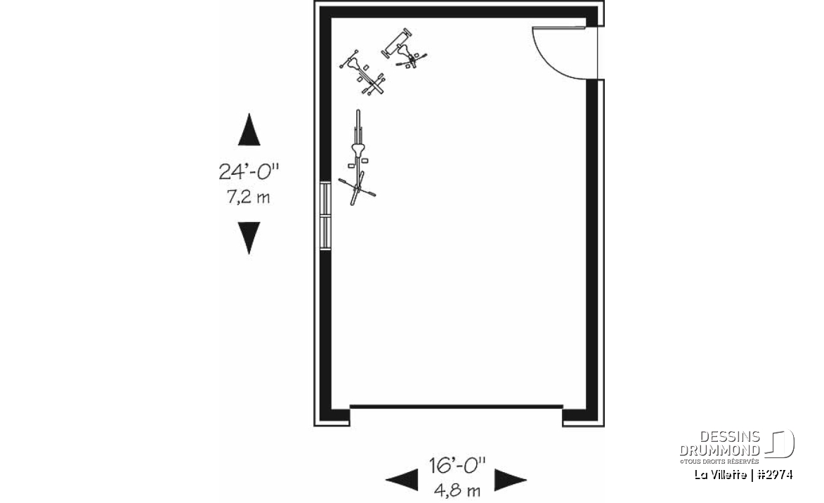 Rez-de-chaussée - Plan de garage style Victorien pour une voiture - La Villette