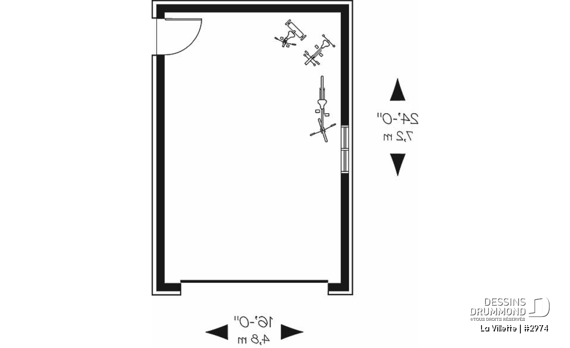 Rez-de-chaussée - Plan de garage style Victorien pour une voiture - La Villette