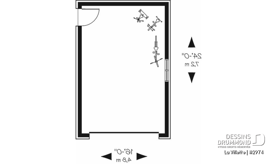 Rez-de-chaussée - Plan de garage style Victorien pour une voiture - La Villette