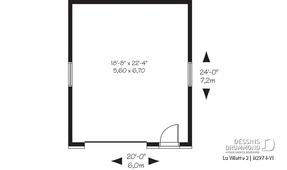 Rez-de-chaussée - Plan de garage contemporain pour une voiture - La Villette 2