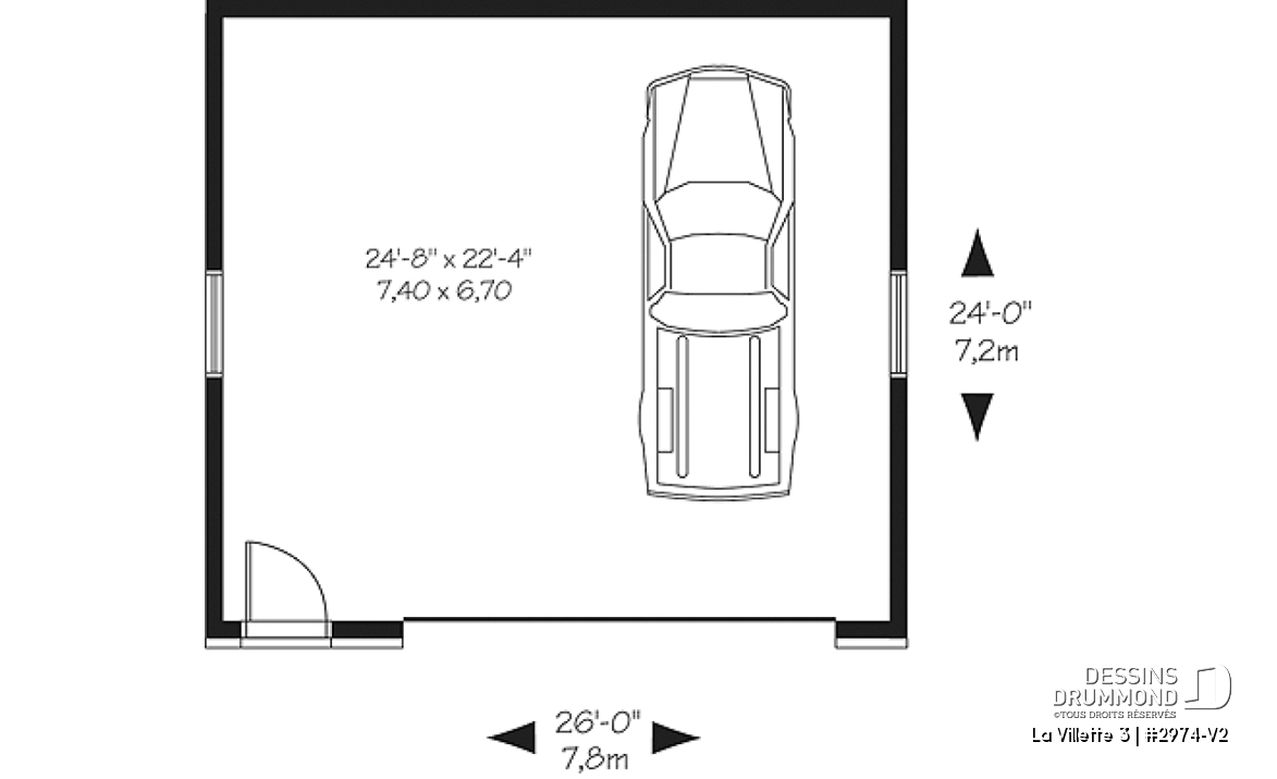 Rez-de-chaussée - Plan de garage contemporain pour deux voitures avec rangement - La Villette 3