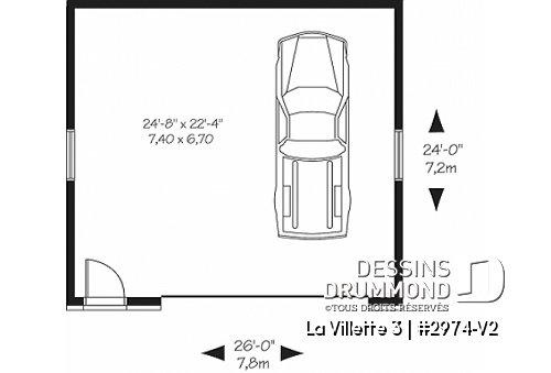 Rez-de-chaussée - Plan de garage contemporain pour deux voitures avec rangement - La Villette 3