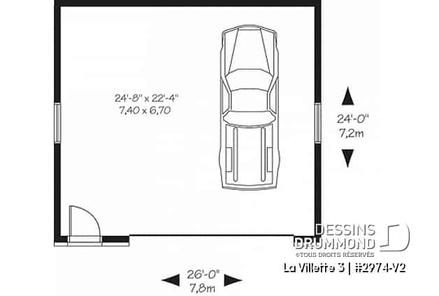 Rez-de-chaussée - Plan de garage contemporain pour deux voitures avec rangement - La Villette 3