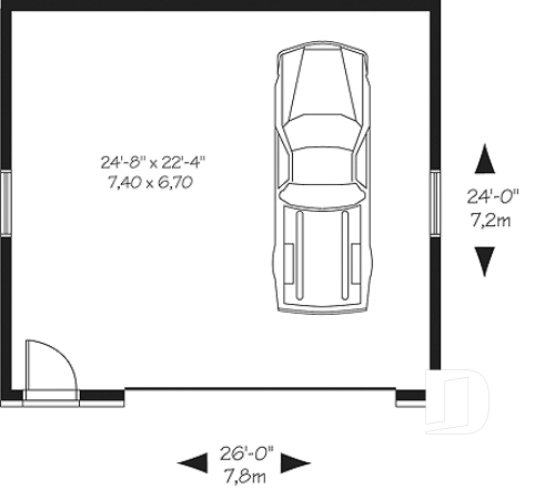 Rez-de-chaussée - Plan de garage contemporain pour deux voitures avec rangement - La Villette 3
