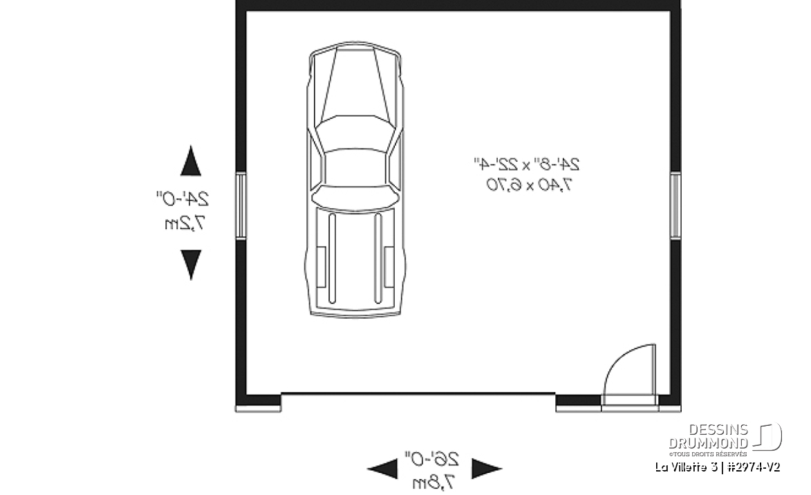 Rez-de-chaussée - Plan de garage contemporain pour deux voitures avec rangement - La Villette 3