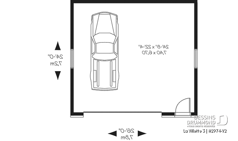 Rez-de-chaussée - Plan de garage contemporain pour deux voitures avec rangement - La Villette 3