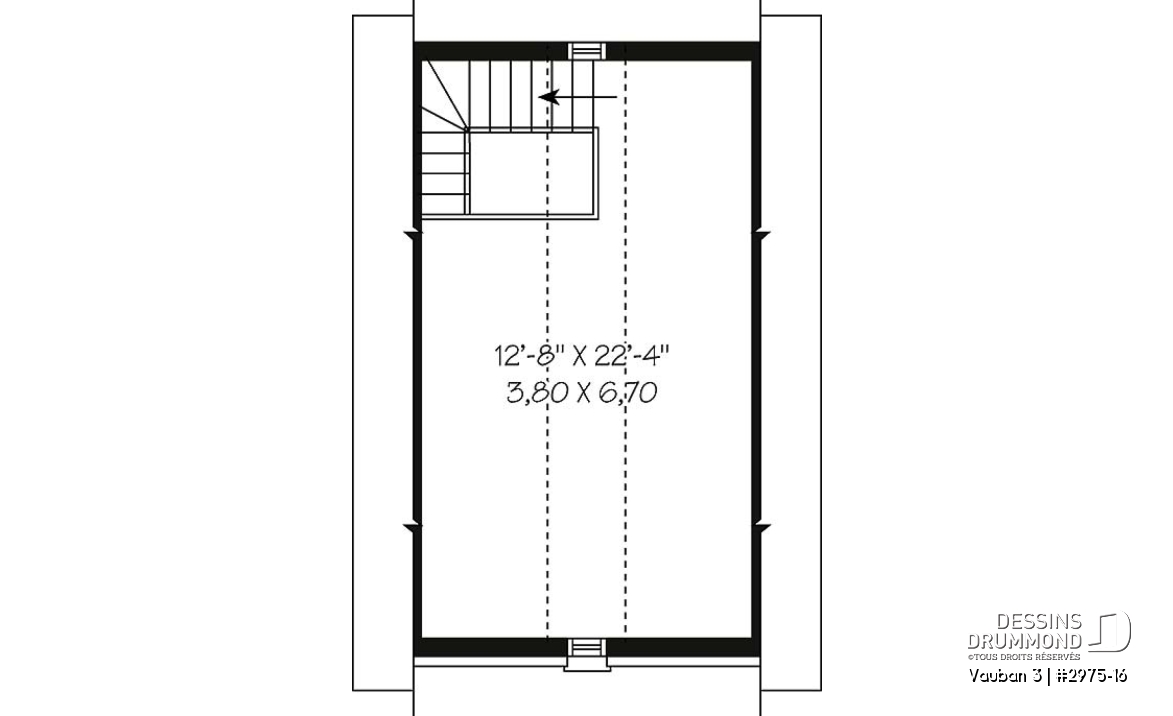 Étage - Plan de garage simple de style Européen avec espace de rangement - Vauban 3
