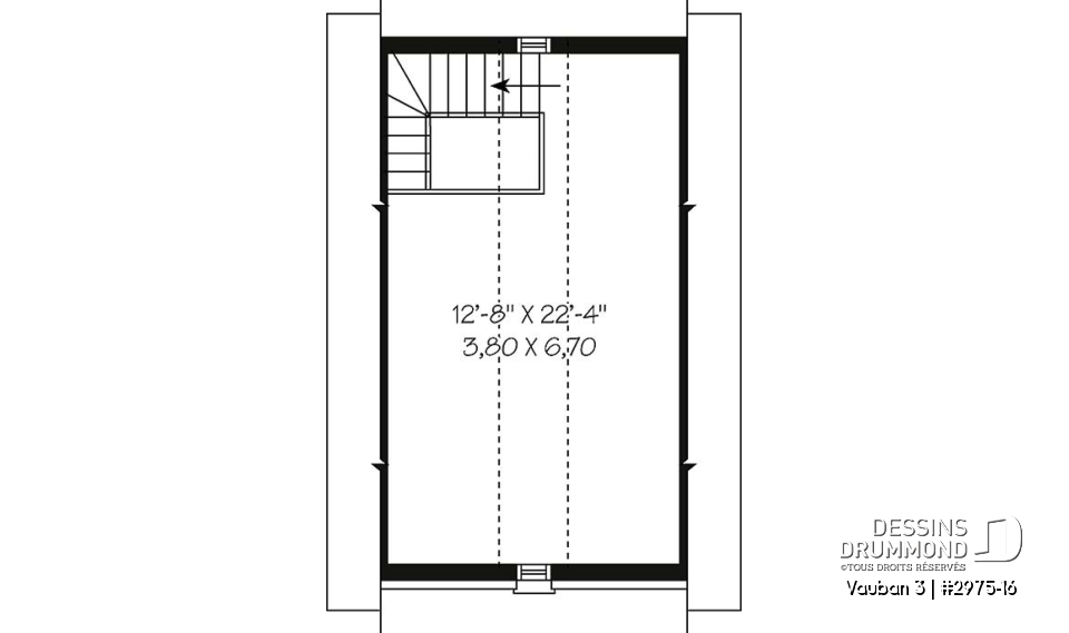 Étage - Plan de garage simple de style Européen avec espace de rangement - Vauban 3