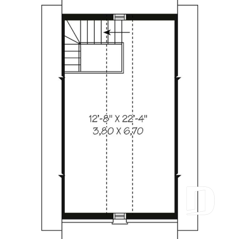 Étage - Plan de garage simple de style Européen avec espace de rangement - Vauban 3