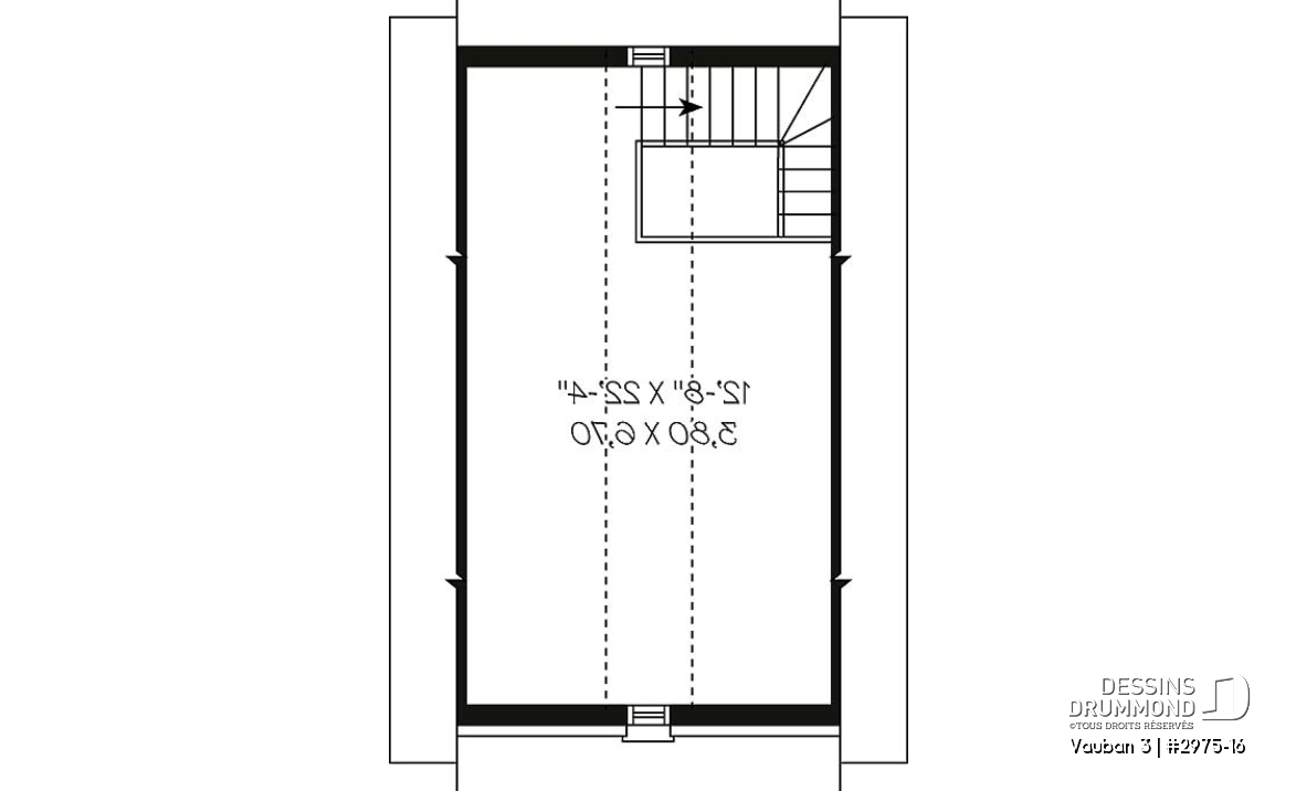 Étage - Plan de garage simple de style Européen avec espace de rangement - Vauban 3