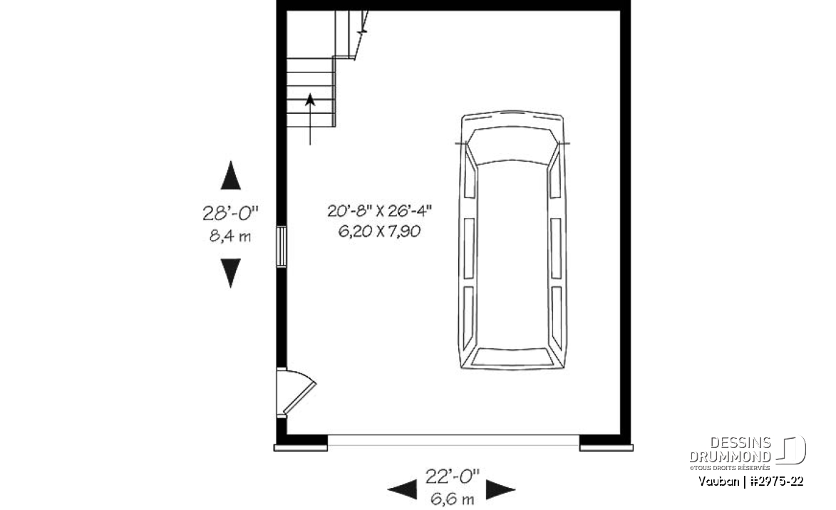 Rez-de-chaussée - Garage double de deux étages avec espace boni aménageable à l'étage - Vauban