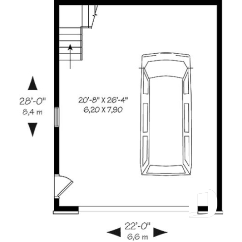 Rez-de-chaussée - Garage double de deux étages avec espace boni aménageable à l'étage - Vauban