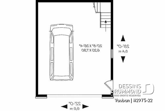 Rez-de-chaussée - Garage double de deux étages avec espace boni aménageable à l'étage - Vauban