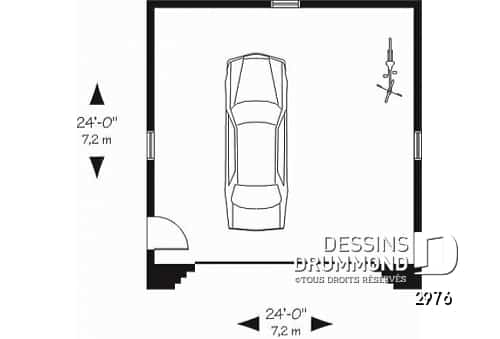 Rez-de-chaussée - Plan de garage double, pour deux voitures, avec une porte latérale. Versions PDF et papier disponible. - Utopia