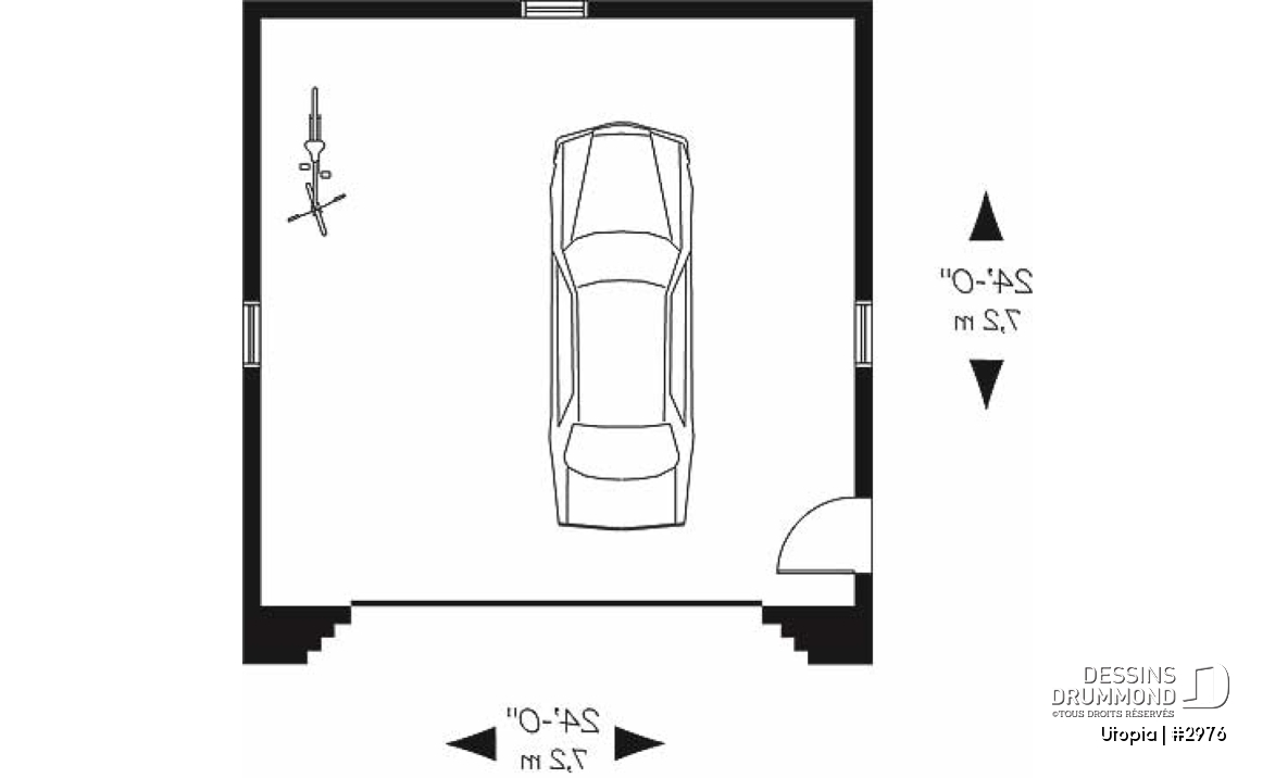 Rez-de-chaussée - Plan de garage double, pour deux voitures, avec une porte latérale. Versions PDF et papier disponible. - Utopia