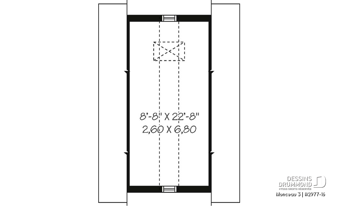 Étage - Plan de garage simple, une voiture, style champêtre avec rangement boni et plafond en pente à l'étage. - Monceau 3