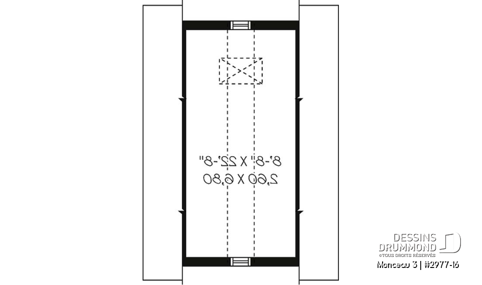 Étage - Plan de garage simple, une voiture, style champêtre avec rangement boni et plafond en pente à l'étage. - Monceau 3