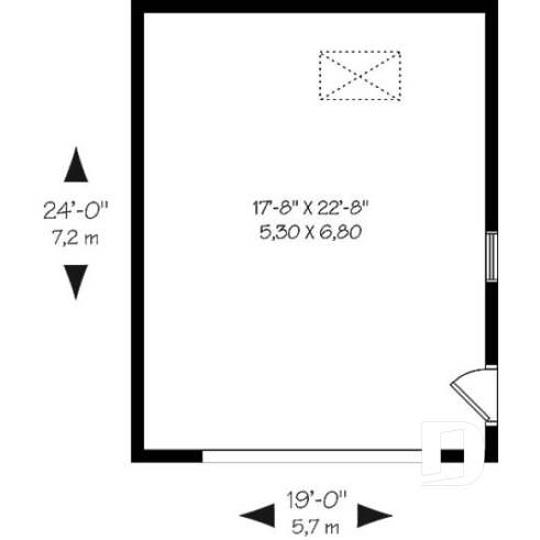 Rez-de-chaussée - Plan de garage simple, de bon format, avec rangement boni à l'étage. PDF et copie papier disponibles. - Monceau 2