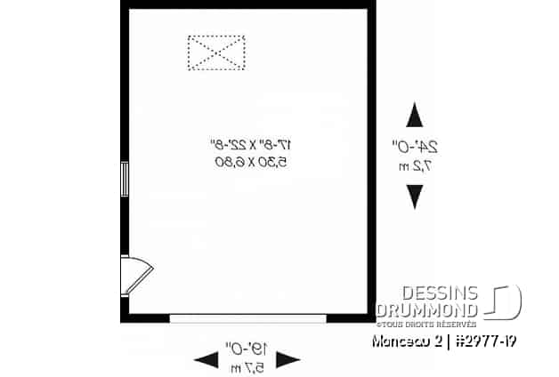Rez-de-chaussée - Plan de garage simple, de bon format, avec rangement boni à l'étage. PDF et copie papier disponibles. - Monceau 2