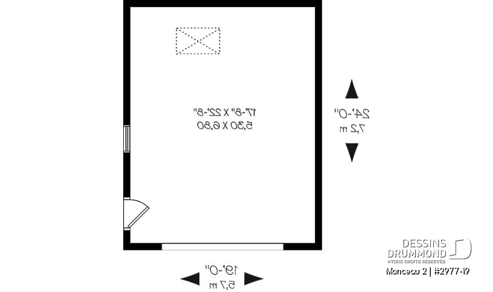 Rez-de-chaussée - Plan de garage simple, de bon format, avec rangement boni à l'étage. PDF et copie papier disponibles. - Monceau 2