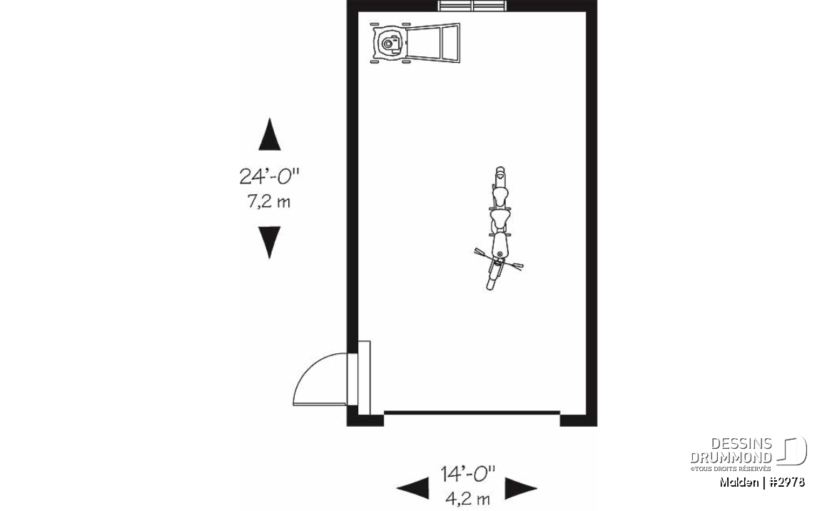 Rez-de-chaussée - Plan de garage pour une voiture. PDF et blueprint disponibles. - Malden