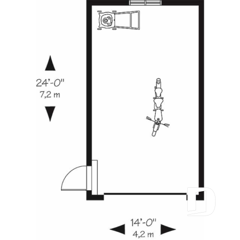 Rez-de-chaussée - Plan de garage pour une voiture. PDF et blueprint disponibles. - Malden