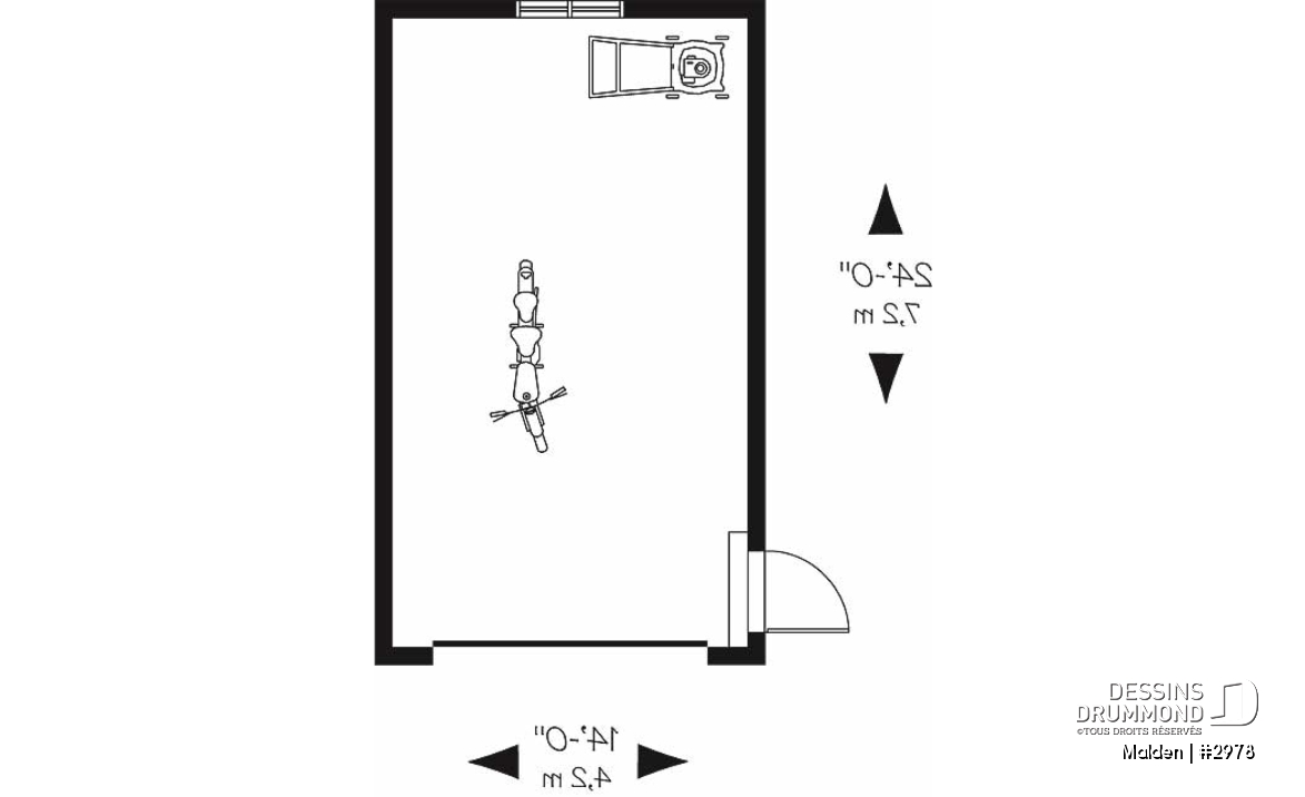 Rez-de-chaussée - Plan de garage pour une voiture. PDF et blueprint disponibles. - Malden