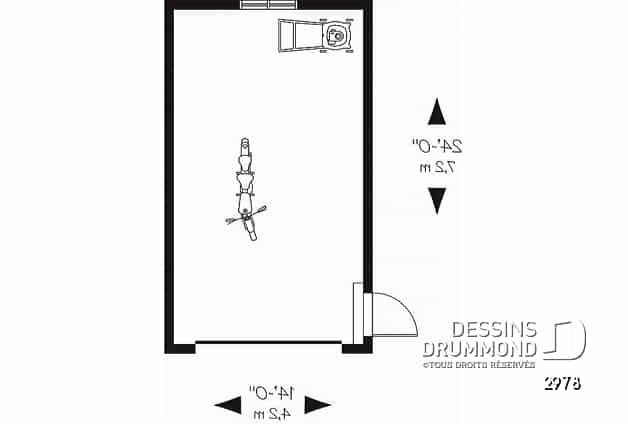 Rez-de-chaussée - Plan de garage pour une voiture. PDF et blueprint disponibles. - Malden