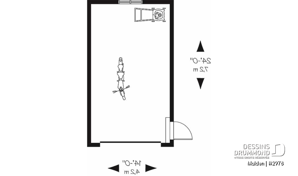 Rez-de-chaussée - Plan de garage pour une voiture. PDF et blueprint disponibles. - Malden