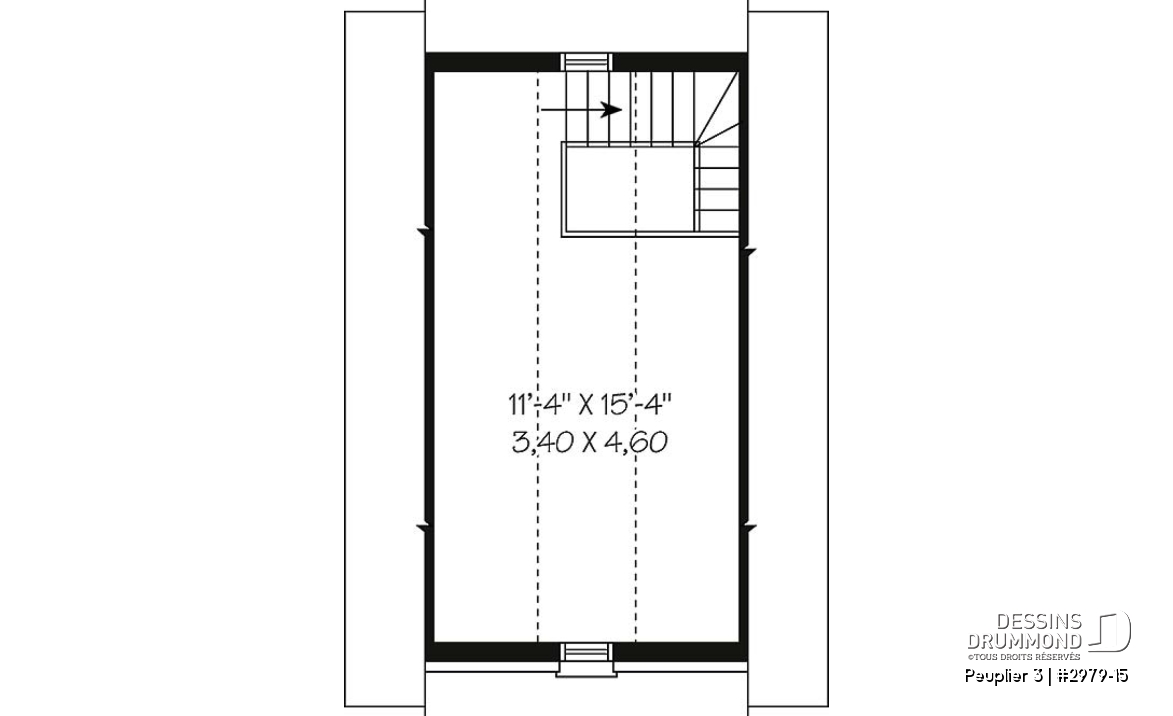 Étage - Garage simple avec rangement boni à l'étage, accessible par une escalier - Peuplier 3