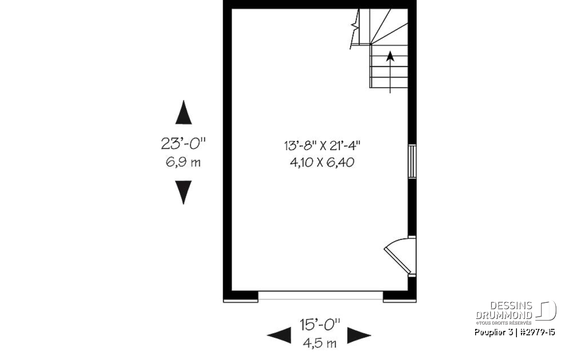 Rez-de-chaussée - Garage simple avec rangement boni à l'étage, accessible par une escalier - Peuplier 3