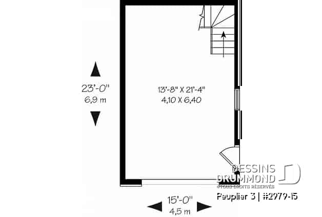 Rez-de-chaussée - Garage simple avec rangement boni à l'étage - Peuplier 3