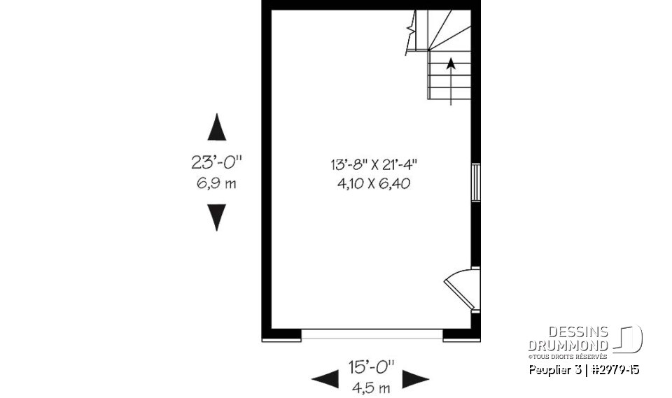 Rez-de-chaussée - Garage simple avec rangement boni à l'étage, accessible par une escalier - Peuplier 3