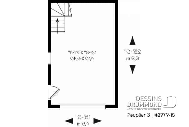 Rez-de-chaussée - Garage simple avec rangement boni à l'étage, accessible par une escalier - Peuplier 3