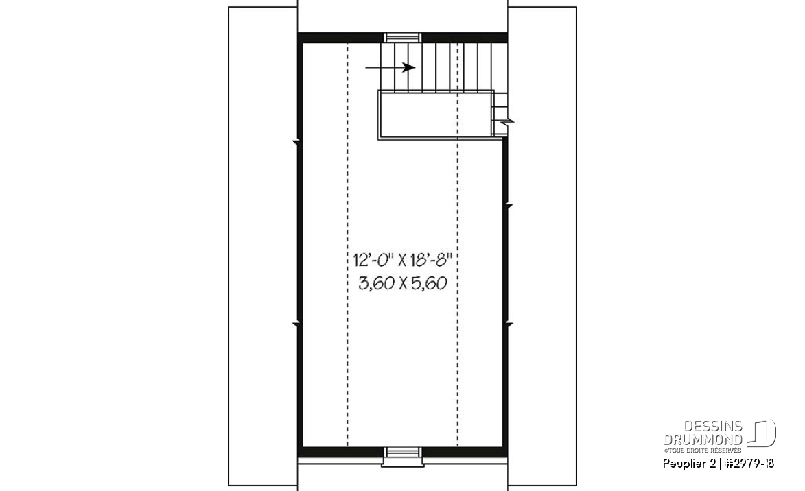 Étage - Garage simple ample, à étages de style classique, avec escalier vers l'étage - Peuplier 2