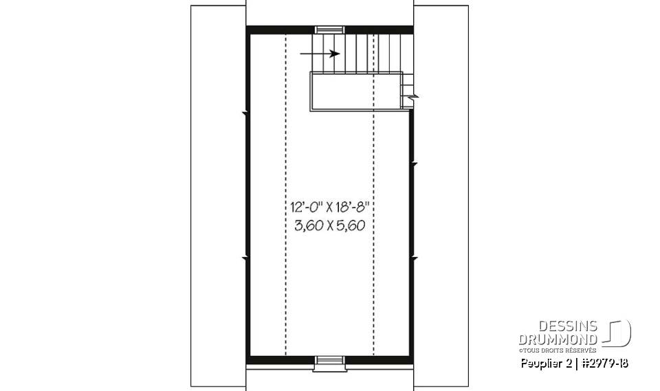 Étage - Garage simple ample, à étages de style classique, avec escalier vers l'étage - Peuplier 2