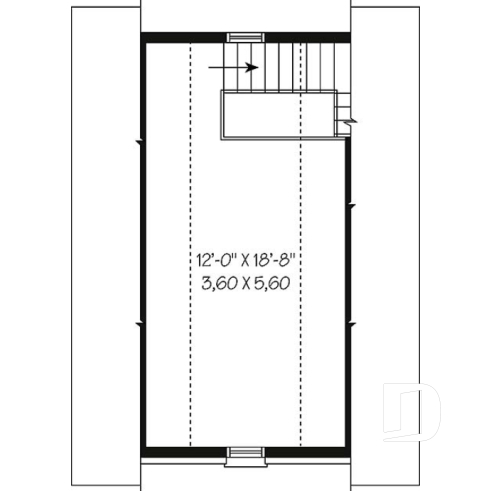 Étage - Garage simple ample, à étages de style classique, avec escalier vers l'étage - Peuplier 2