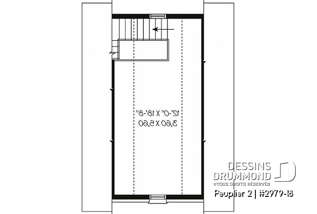 Étage - Garage simple ample, à étages de style classique, avec escalier vers l'étage - Peuplier 2