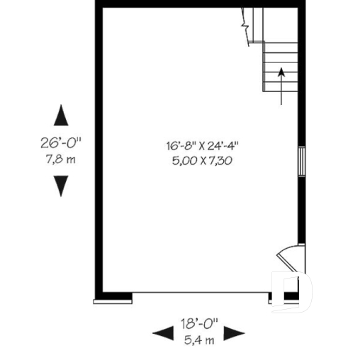 Rez-de-chaussée - Garage simple ample, à étages de style classique, avec escalier vers l'étage - Peuplier 2